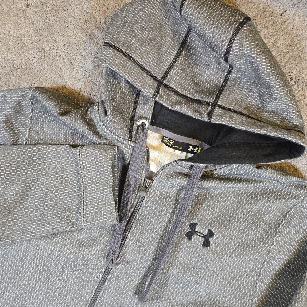 Under Armour HeatGear Mens Medium Quilted Full Zip Gray Full Zip Hoodie